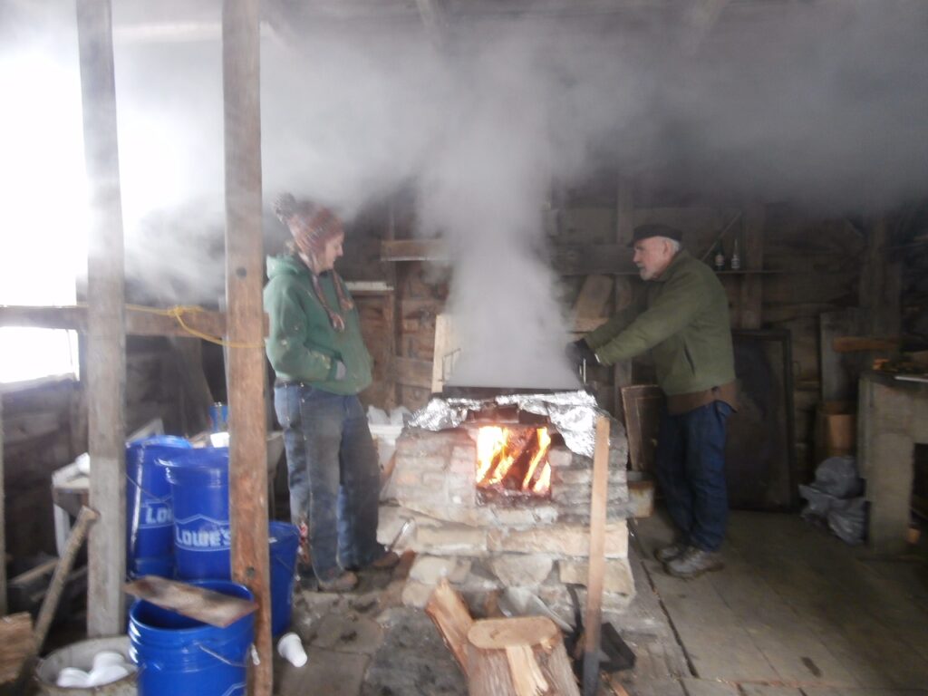 Interior of maple sugar shack